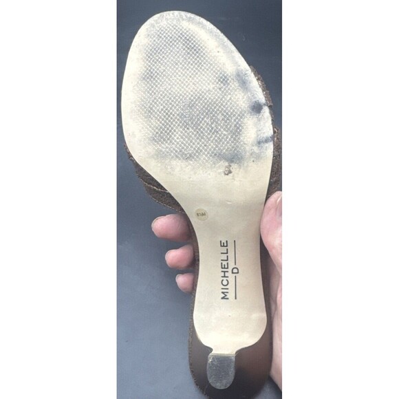 MICHELLE D Womens Gold Copper Metallic Slide Slip On Heeled Sandals Sz 8.5 - Picture 8 of 16